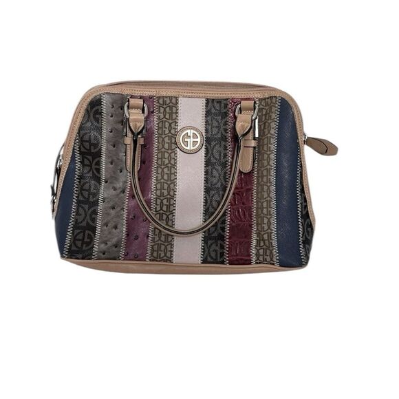 Giani Bernini Handbags - Giani Bernini Med Tote Bag Multi-Color Patchwork Striped Shoulder Bag Purse